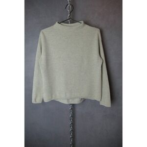 ADAY Mock Neck Sweater XS Recycled Cashmere Wool Light Beige Crew Neck Knit
